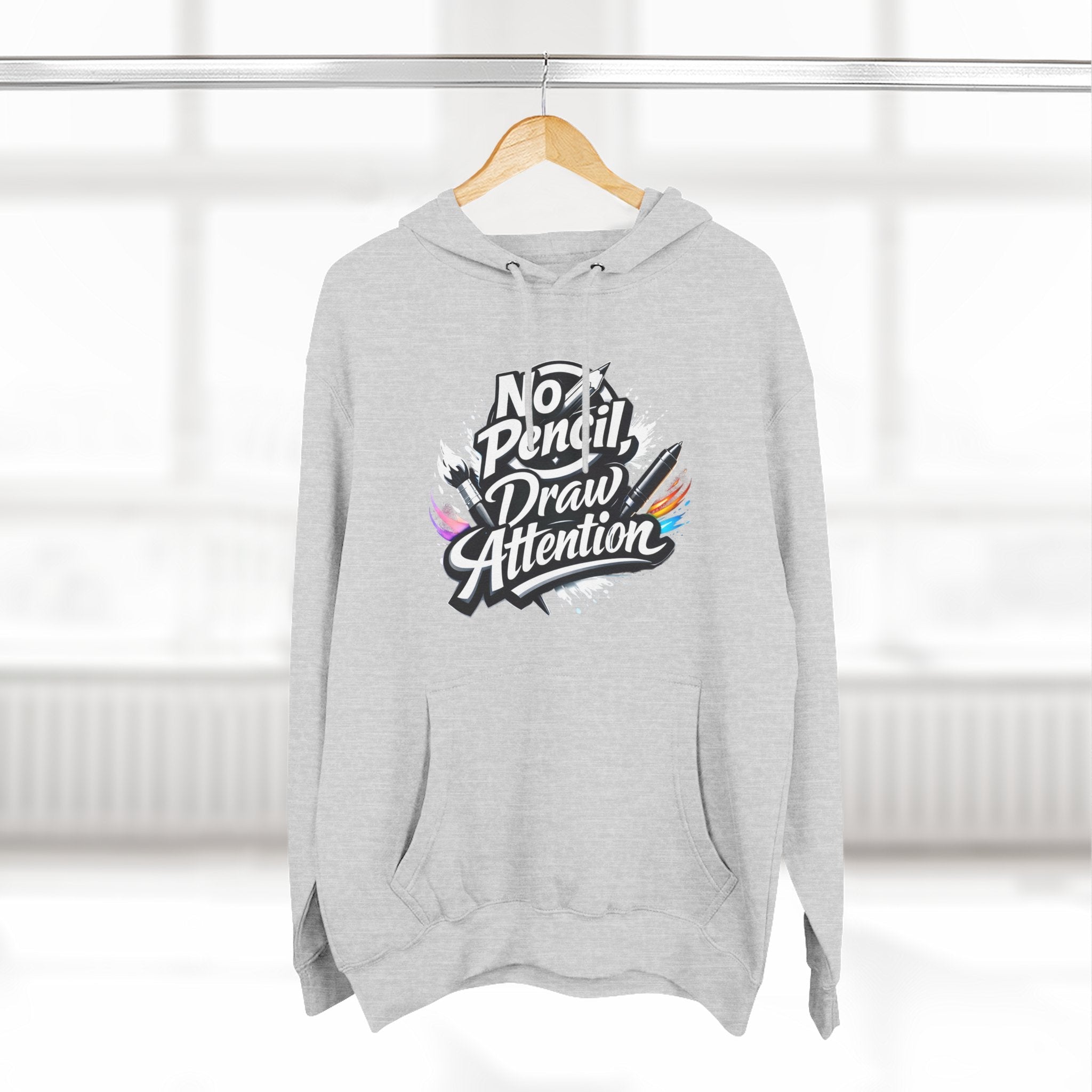 Artist Hoodie — “No Pencil, Draw Attention” Graphic Pullover - LaneOfTrends