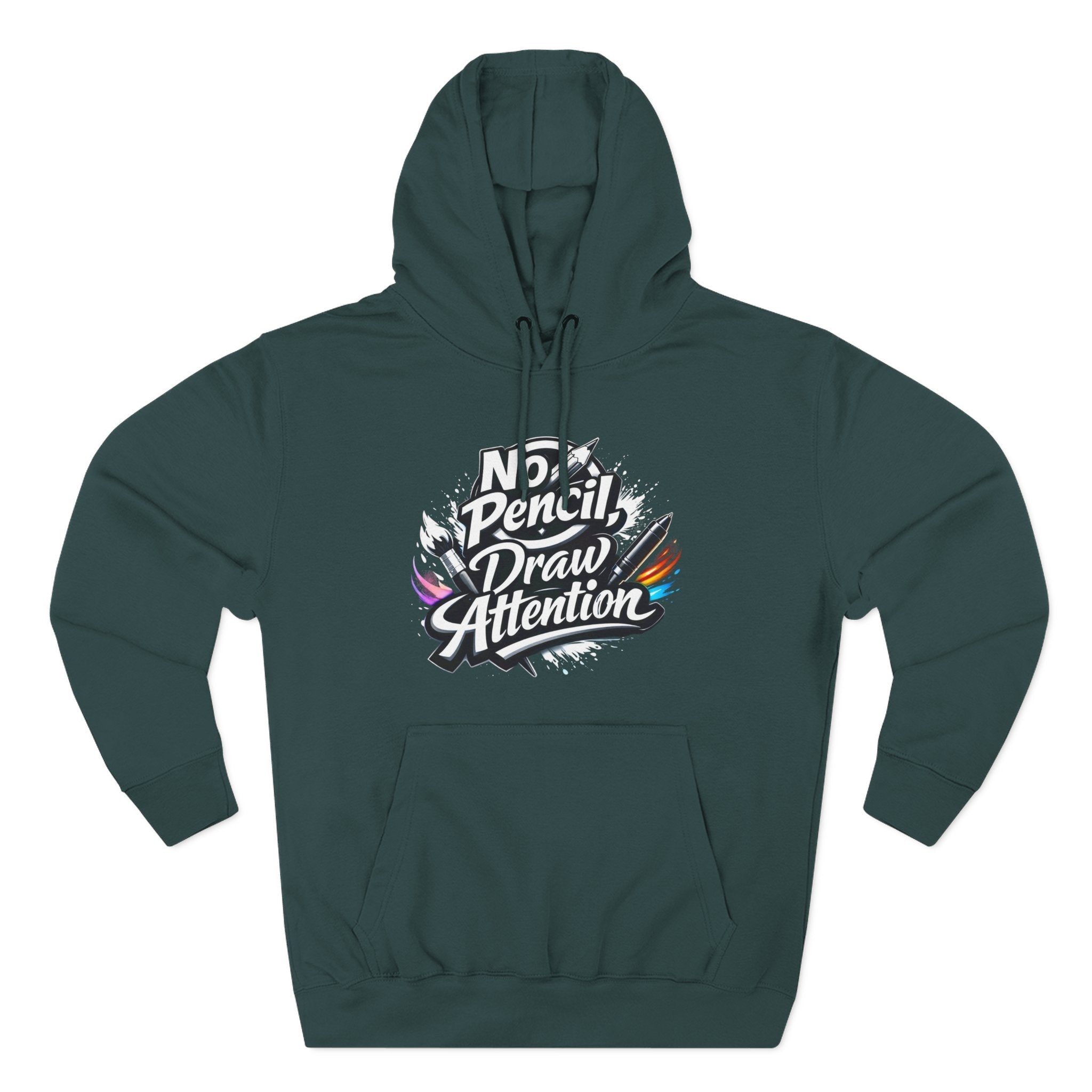 Artist Hoodie — “No Pencil, Draw Attention” Graphic Pullover - LaneOfTrends