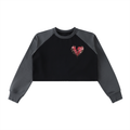 Raw-Hem Color-Block Raglan Crop Sweatshirt