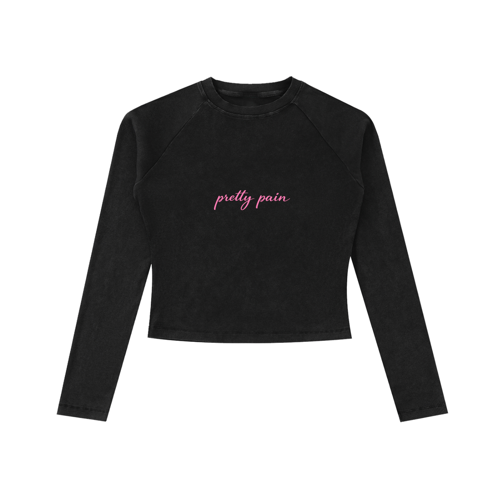 Dyed Washed Raglan Long Sleeve Slim T-Shirt