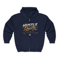 Hustle Quietly Zip - Up Hoodie — Gold Script Motivational Zip Hoodie - LaneOfTrends