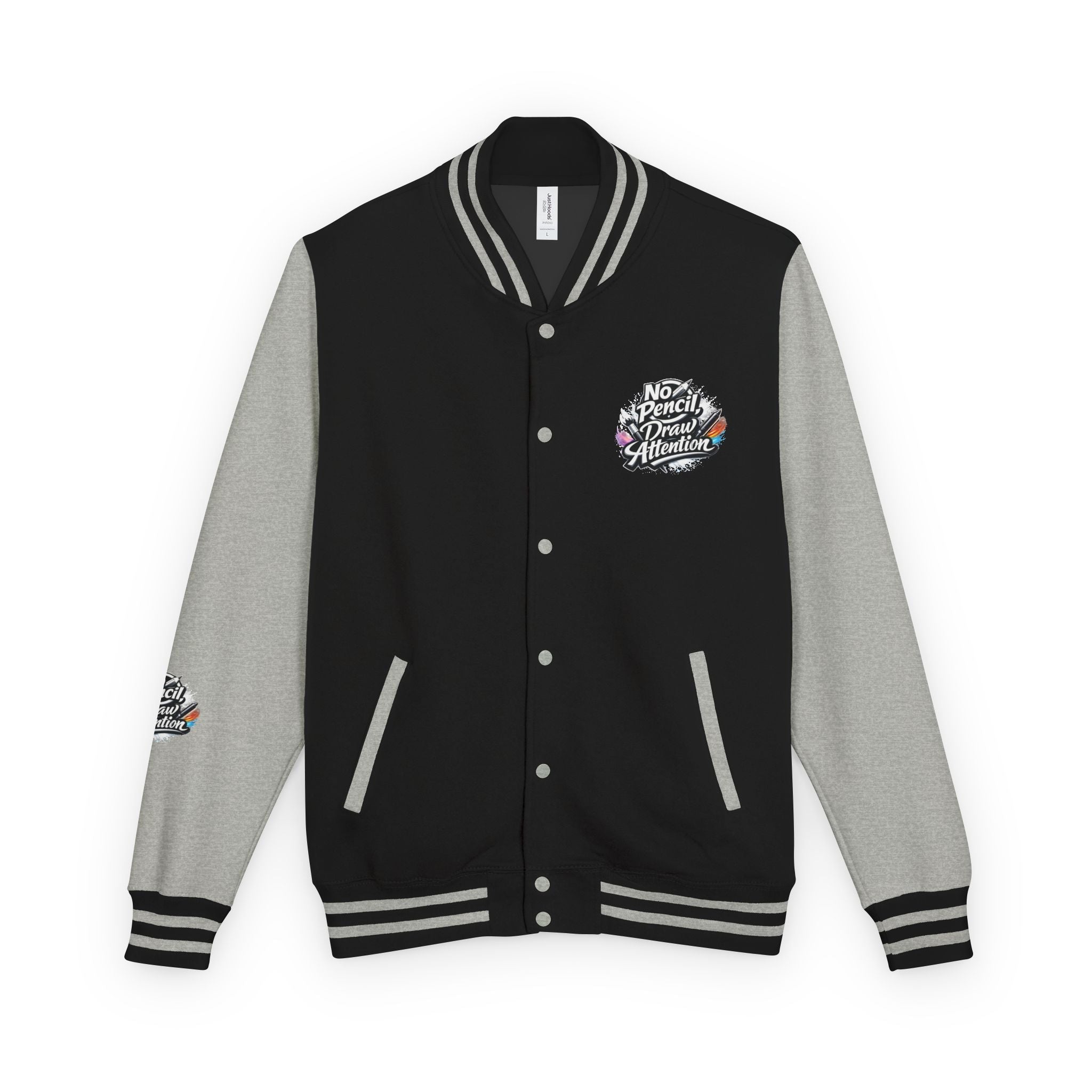 Letterman Jacket — “No Pencil, Draw Attention” Artist Varsity Jacket - LaneOfTrends