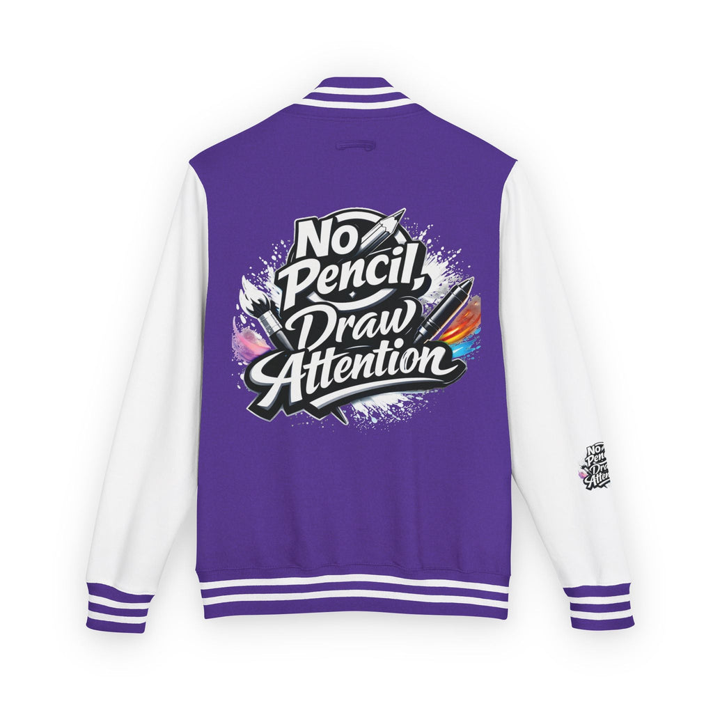 Letterman Jacket — “No Pencil, Draw Attention” Artist Varsity Jacket - LaneOfTrends