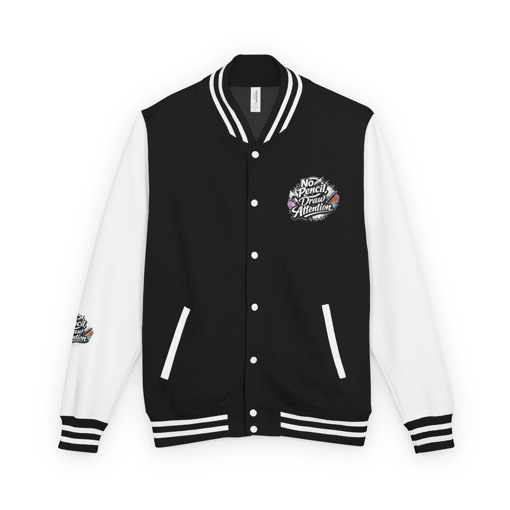 Letterman Jacket — “No Pencil, Draw Attention” Artist Varsity Jacket - LaneOfTrends