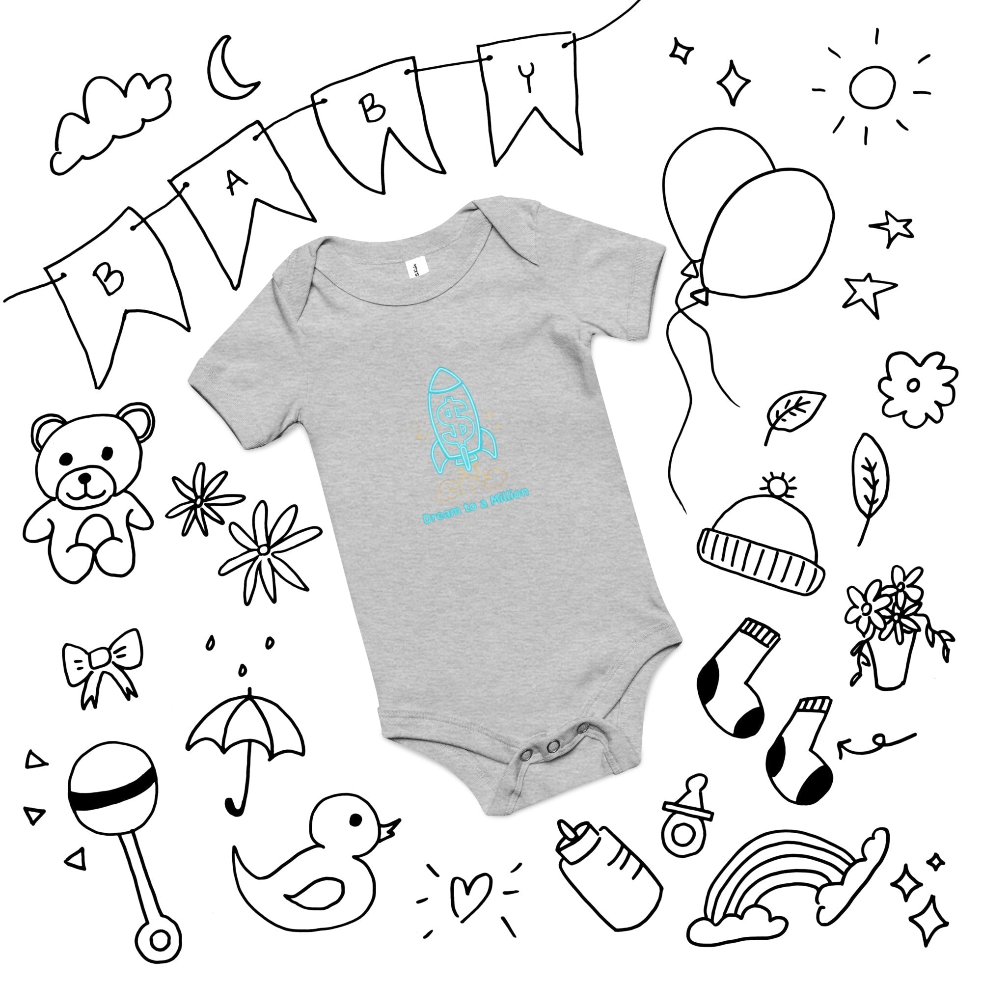 MDB Co. Dream To A Million Neon unisex Baby short sleeve one piece