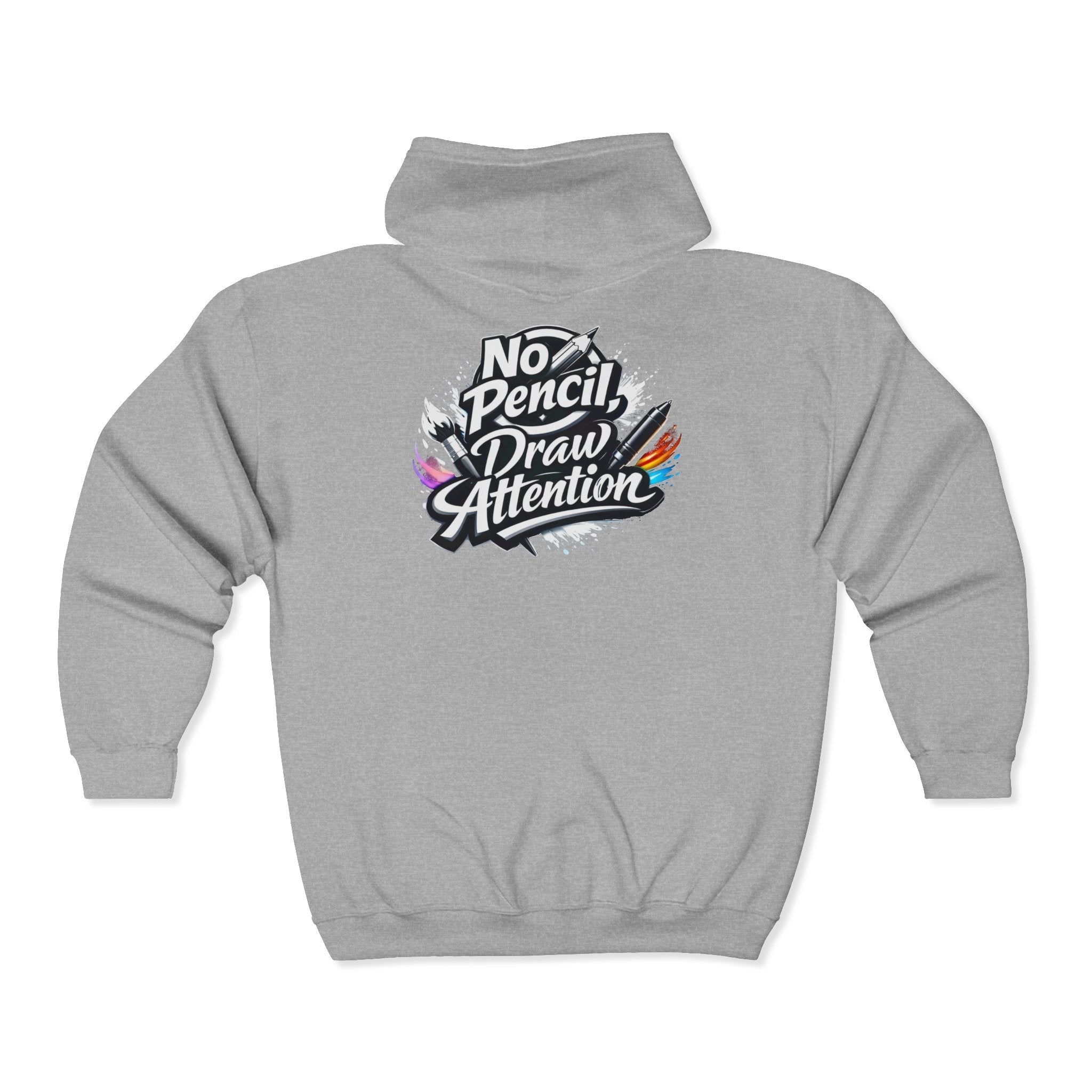 No Pencil Draw Attention Zip Hoodie — Graphic Artist Streetwear - LaneOfTrends