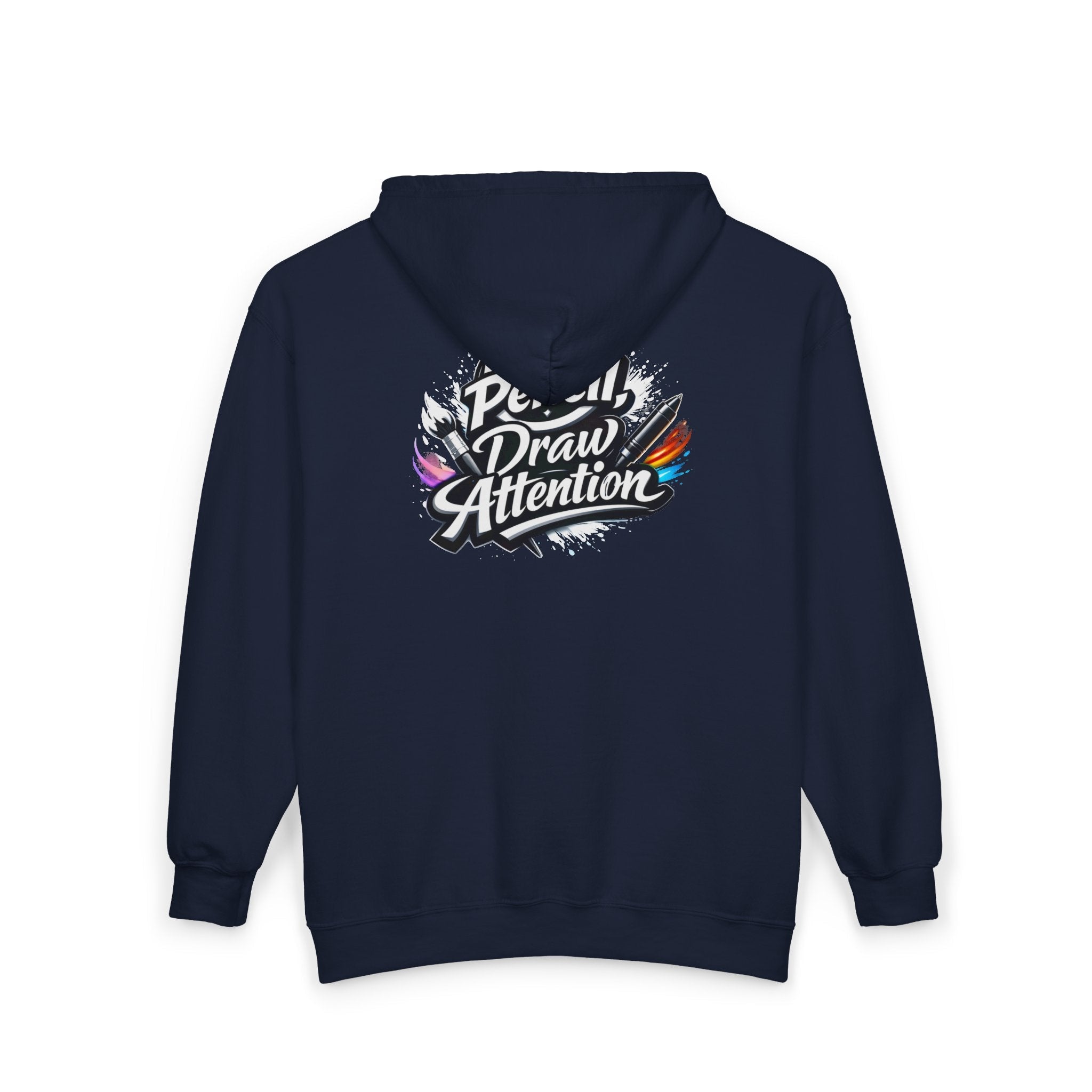 No Pencil Draw Attention Zip Hoodie — Graphic Artist Streetwear - LaneOfTrends