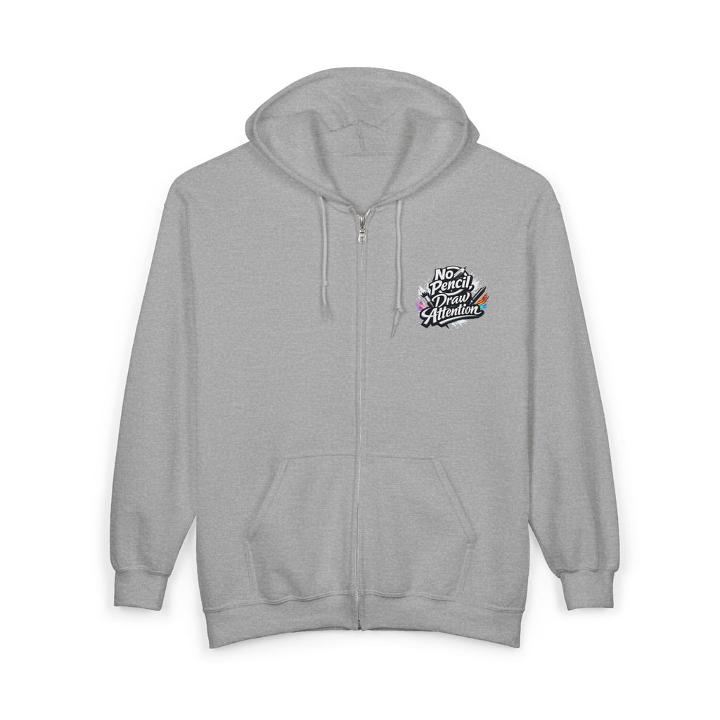 No Pencil Draw Attention Zip Hoodie — Graphic Artist Streetwear - LaneOfTrends