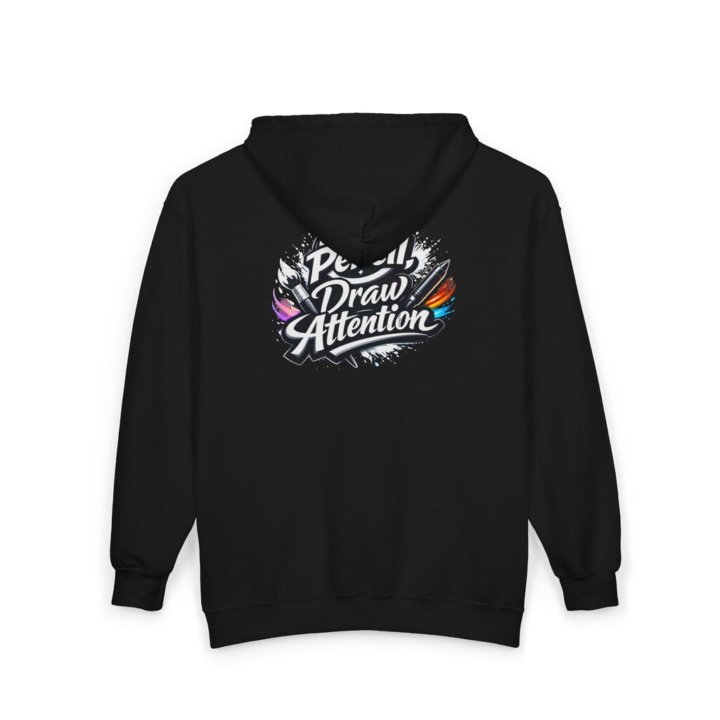 No Pencil Draw Attention Zip Hoodie — Graphic Artist Streetwear - LaneOfTrends