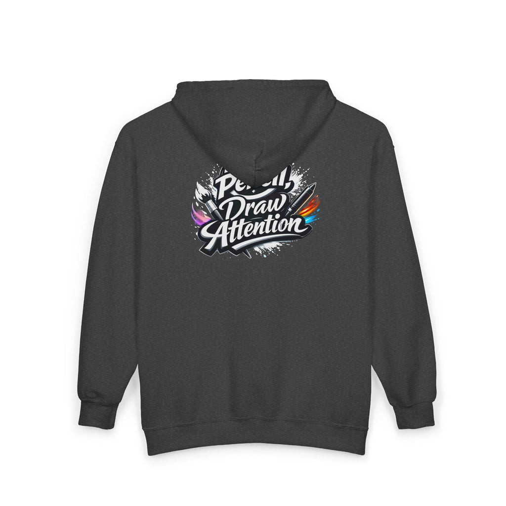 No Pencil Draw Attention Zip Hoodie — Graphic Artist Streetwear - LaneOfTrends