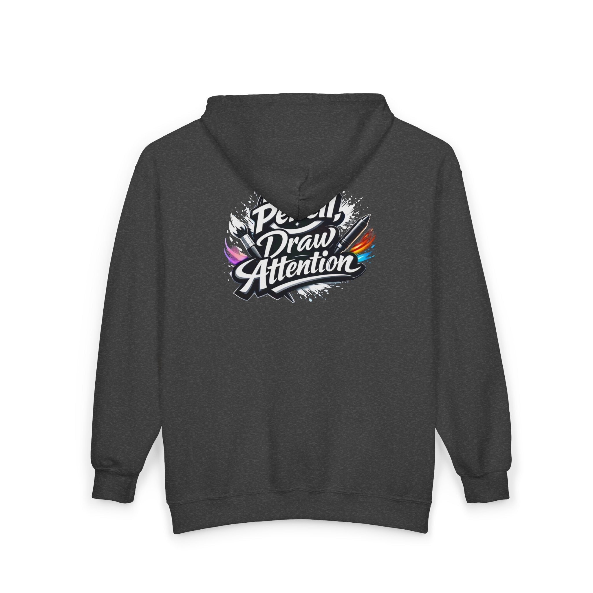 No Pencil Draw Attention Zip Hoodie — Graphic Artist Streetwear - LaneOfTrends