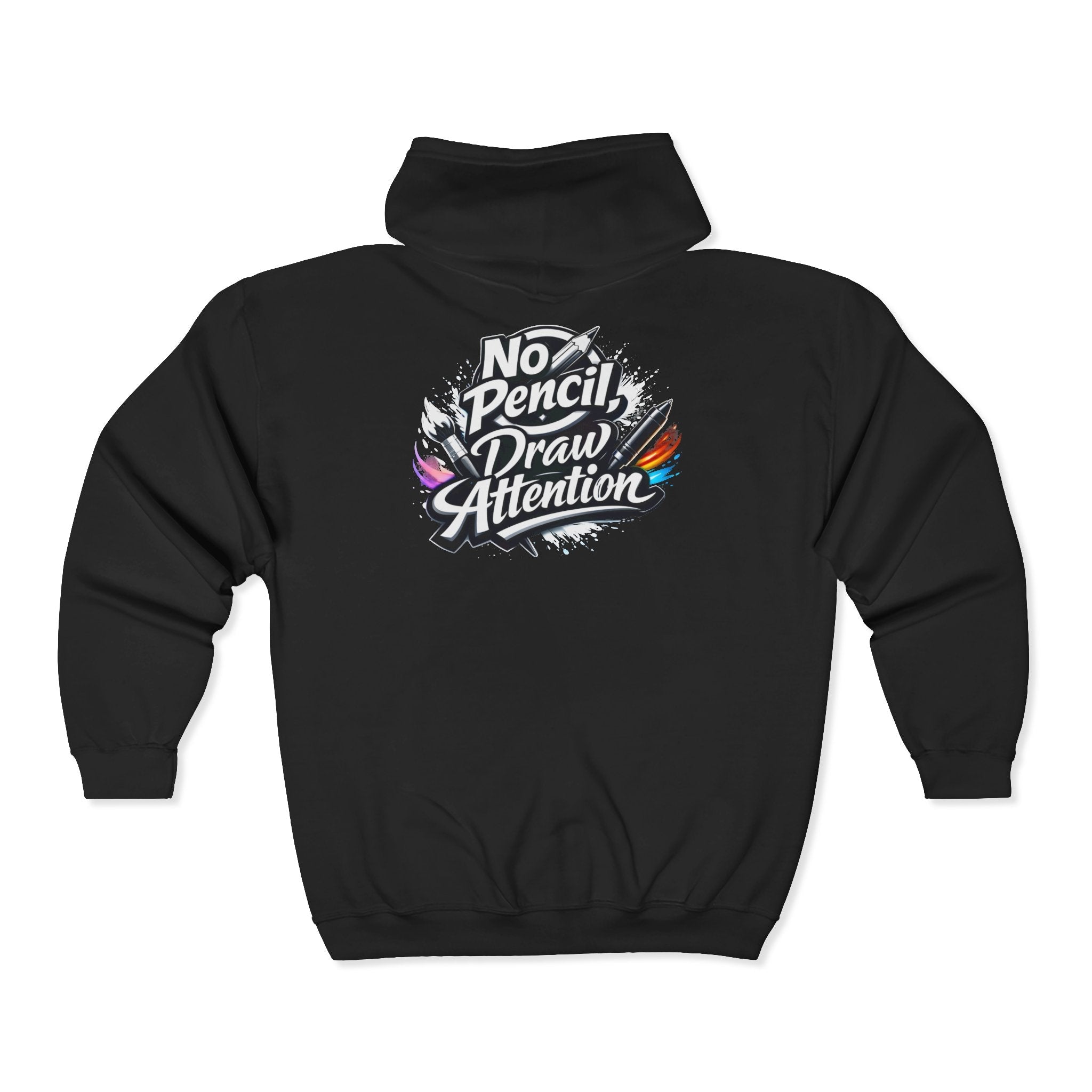 No Pencil Draw Attention Zip Hoodie — Graphic Artist Streetwear - LaneOfTrends