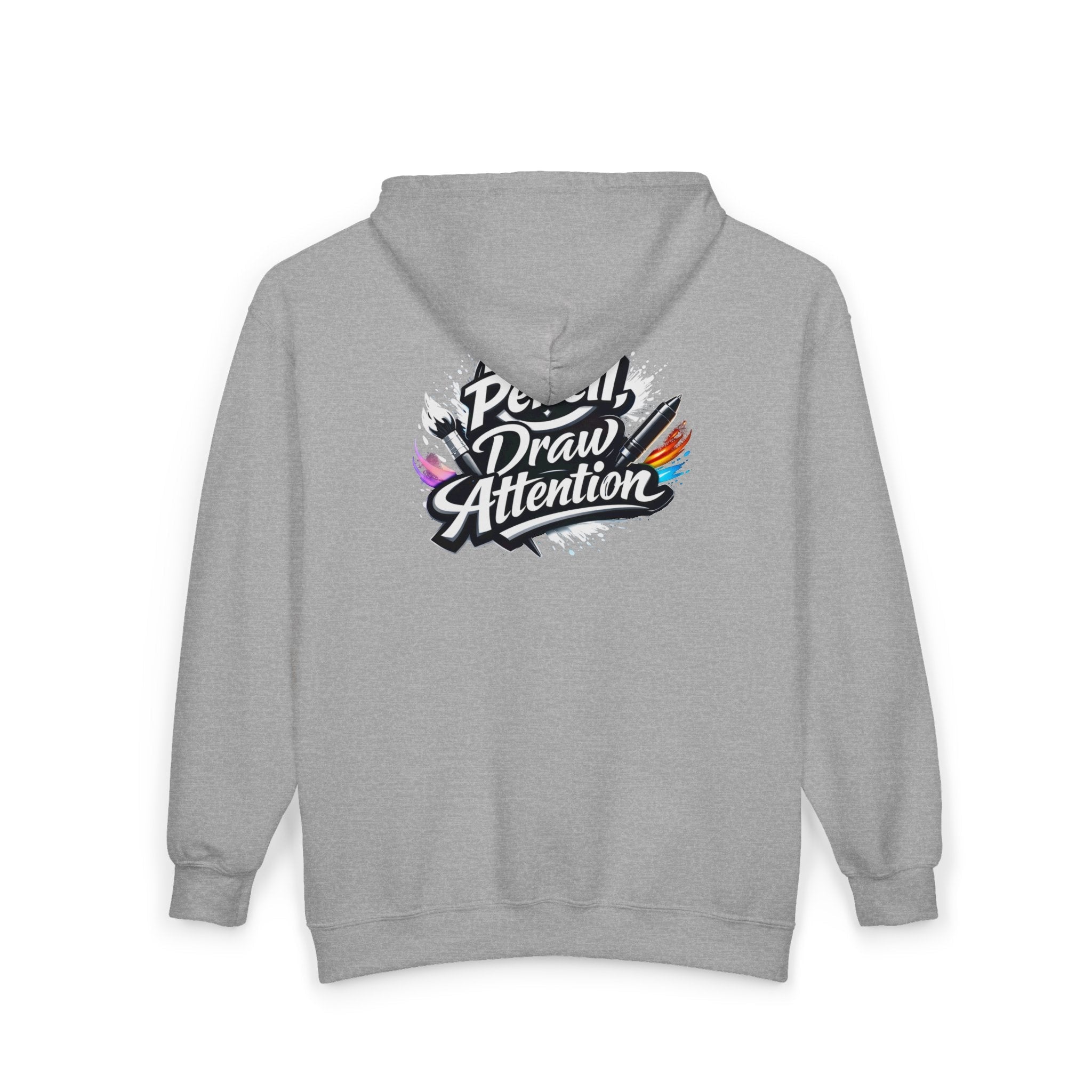 No Pencil Draw Attention Zip Hoodie — Graphic Artist Streetwear - LaneOfTrends