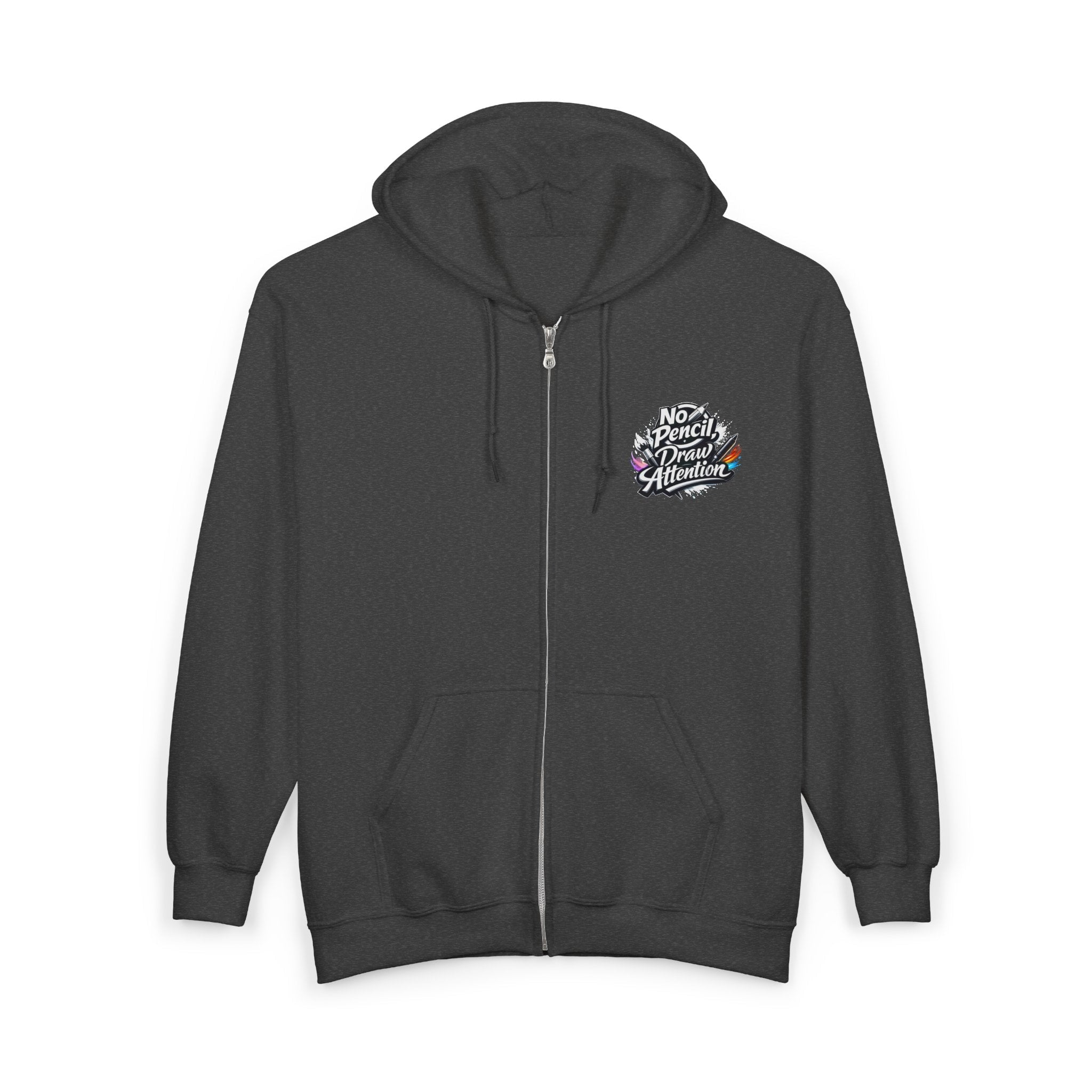 No Pencil Draw Attention Zip Hoodie — Graphic Artist Streetwear - LaneOfTrends