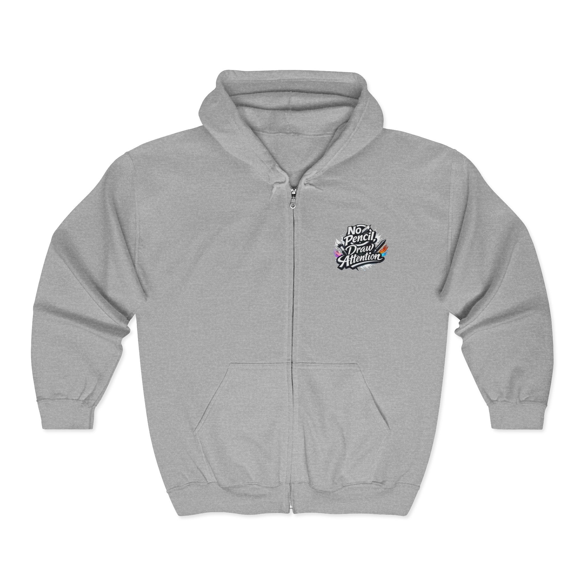 No Pencil Draw Attention Zip Hoodie — Graphic Artist Streetwear - LaneOfTrends