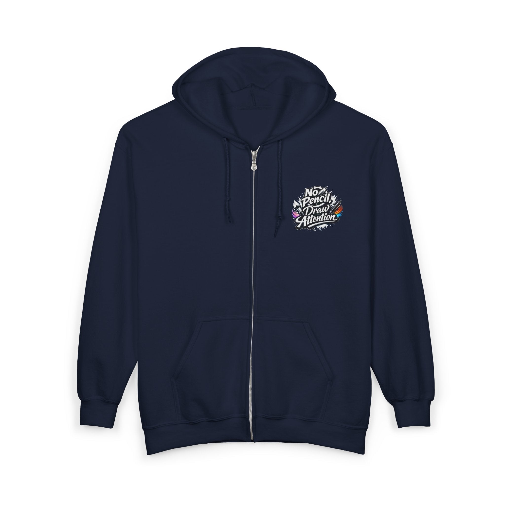 No Pencil Draw Attention Zip Hoodie — Graphic Artist Streetwear - LaneOfTrends