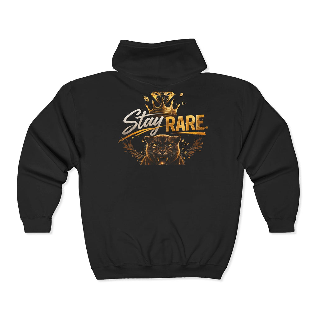 Stay Rare Lion Zip Hoodie — Crowned Lion Graphic Zip - Up Sweatshirt - LaneOfTrends