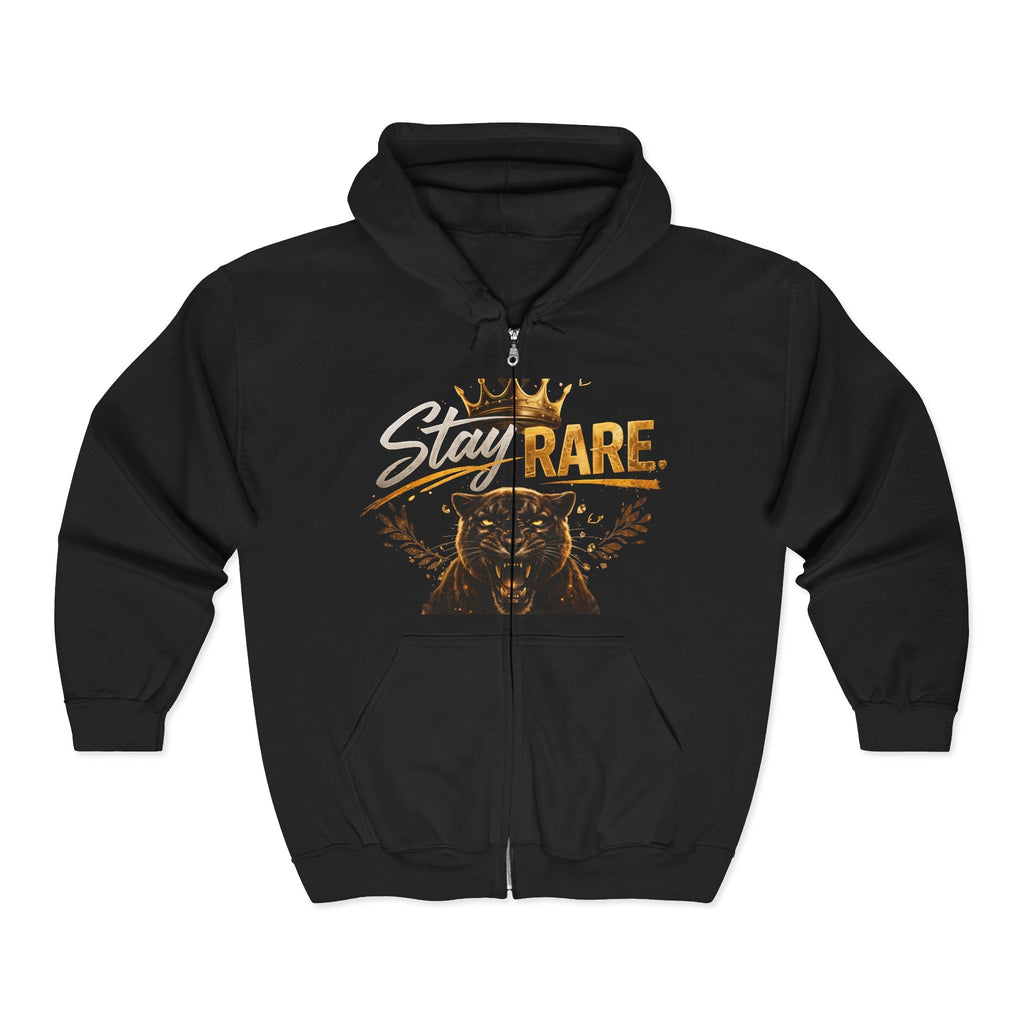 Stay Rare Lion Zip Hoodie — Crowned Lion Graphic Zip - Up Sweatshirt - LaneOfTrends