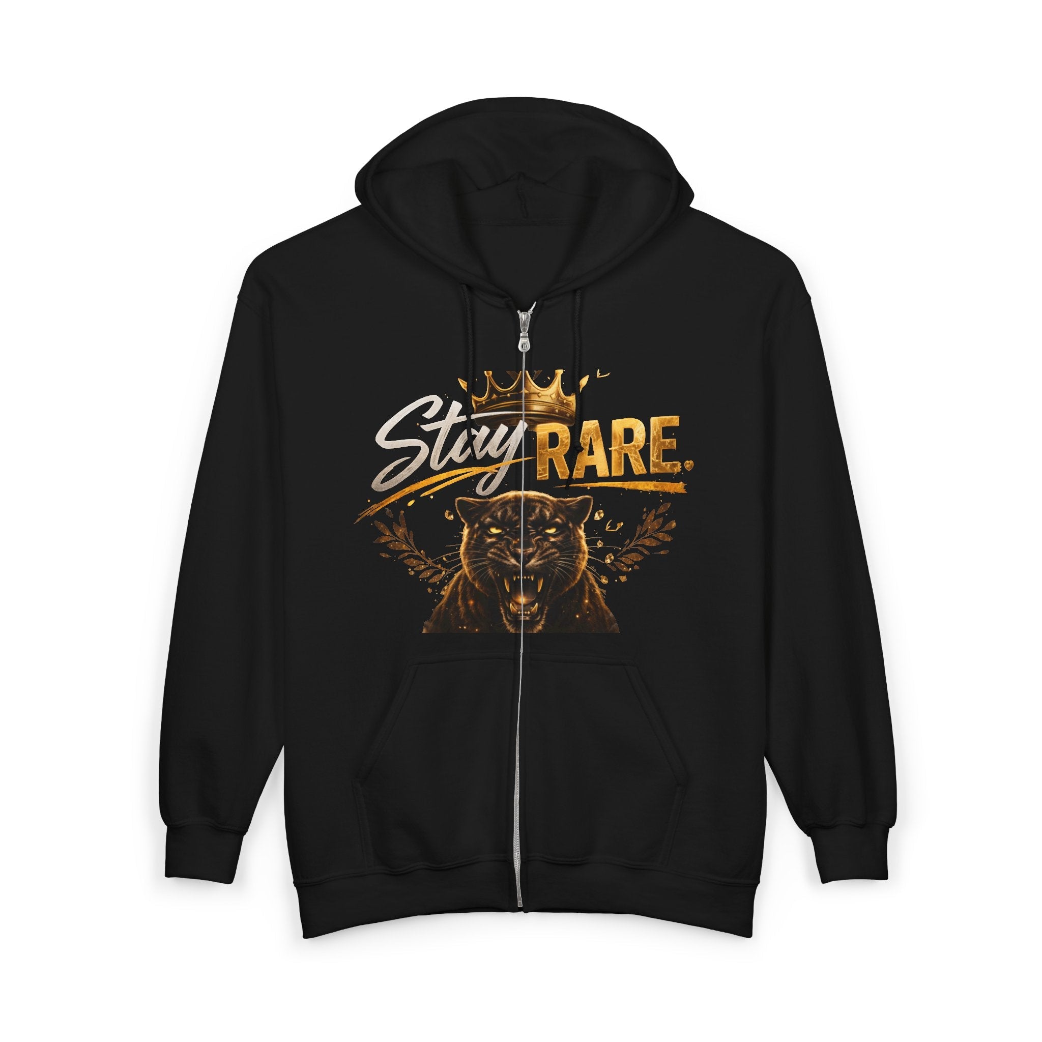 Stay Rare Lion Zip Hoodie — Crowned Lion Graphic Zip - Up Sweatshirt - LaneOfTrends
